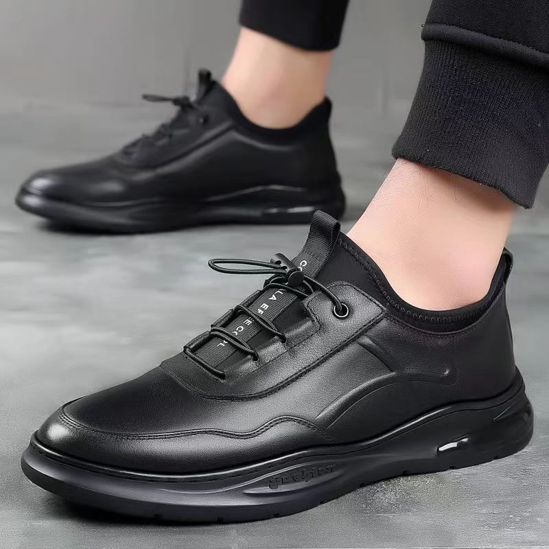 2023 Spring New Comfortable Breathable Casual Business Driving Versatile Fashion Trendy Black Leather Surface Shoes