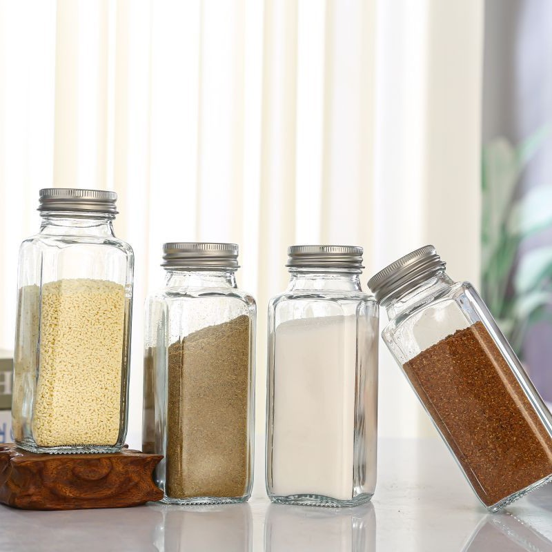 Botella para condimentos de pimienta y sal, caja para condimentos de chile y comino, frasco transparente de vidrio para condimentos de barbacoa, recipiente para condimentos, tarro para especias.