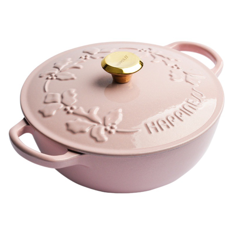 Pequeña felicidad 23cm esmalte alivio momia olla hogar sopa olla inducción universal antiadherente