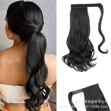 跨境批发 魔术贴马尾假发女长发辫子缠绕马尾水波纹卷发 Ponytail