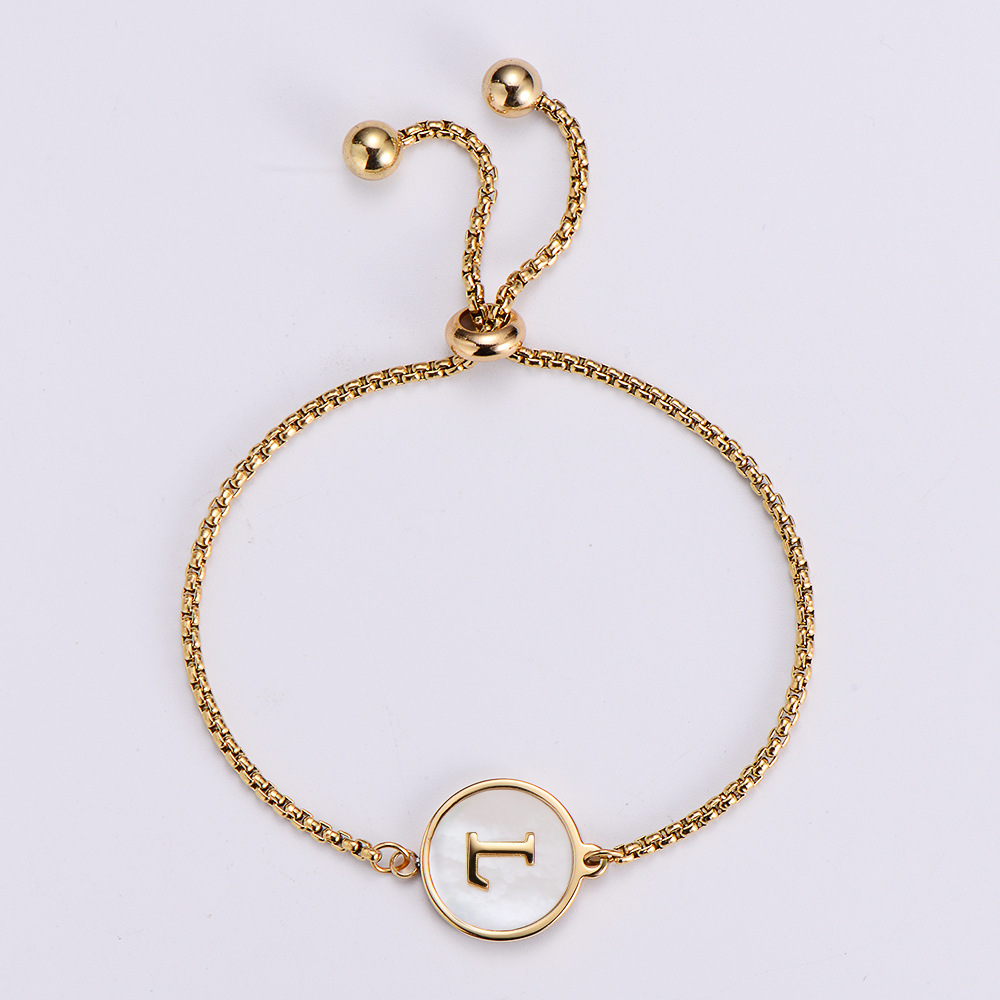 Simple Style Letter 304 Stainless Steel 18K Gold Plated Shell Bracelets In Bulk display picture 6