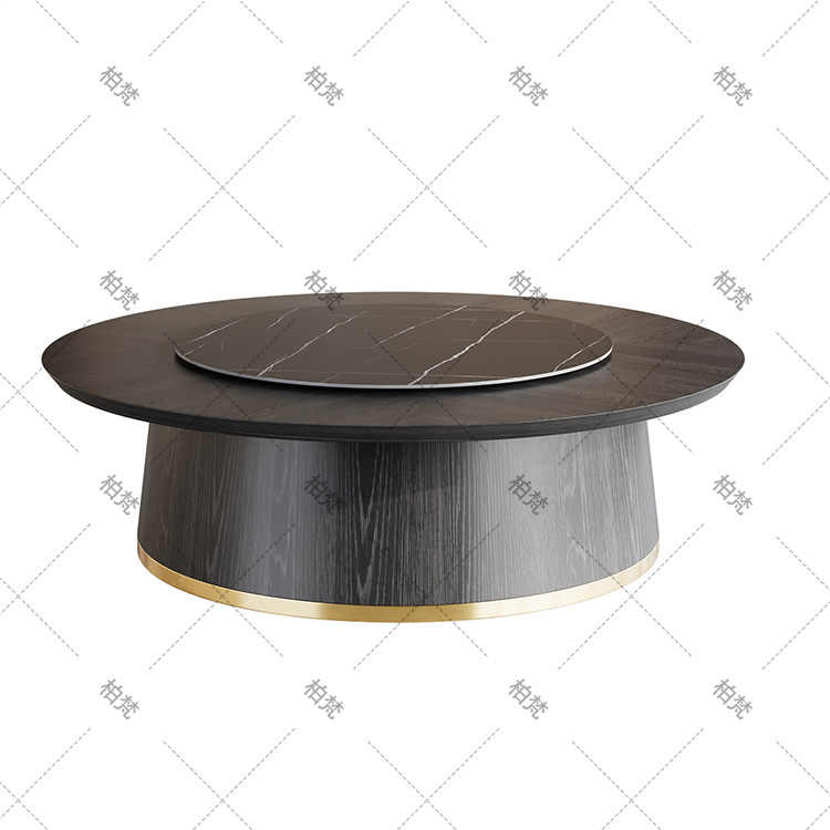 Nuevo estilo chino de madera maciza mesa de comedor de tabla de roca combinación de hotel de alta calidad 3m mesa redonda eléctrica giratoria mesa de comedor para 20 personas