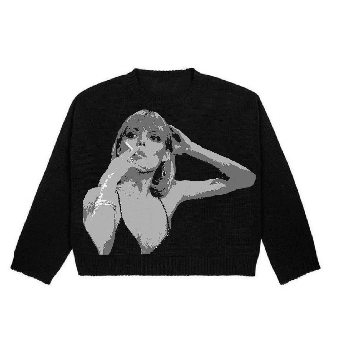 Свитер ZSIIBO oversize вязанный, demi-season круглый ворот, длинный рукав, европейский стиль