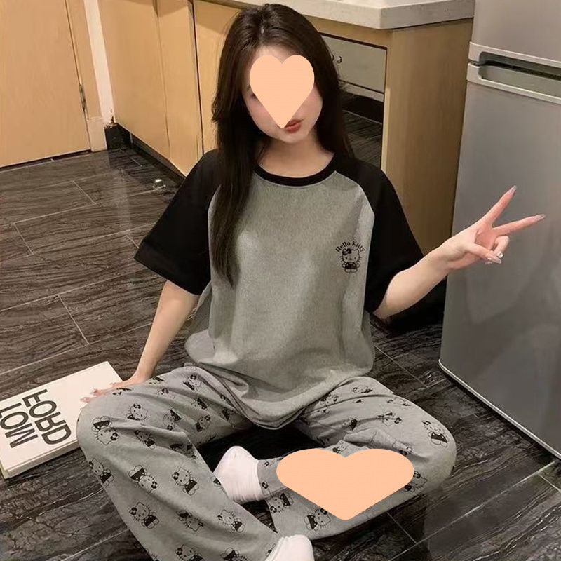 8424 블랙 그레이 헬로 KT 고양이 반팔바지