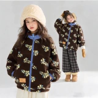 女童中大童秋冬季新款羊羔绒2026提花加厚保暖外套秋冬休闲棉服