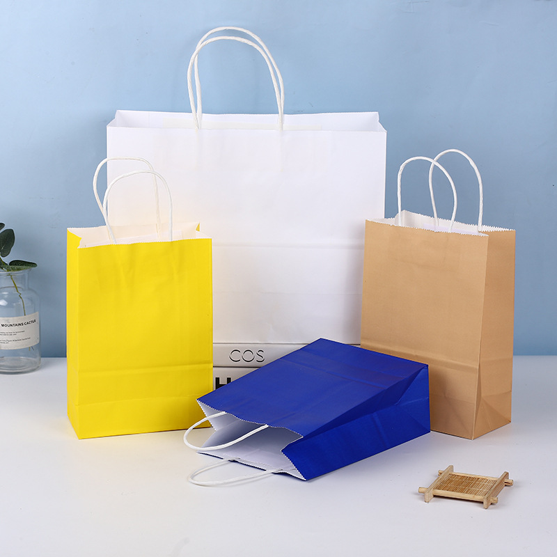 Bolsa de papel Kraft impresión LOGO regalo ropa para llevar hornear leche té envasado de alimentos bolsa de papel portátil