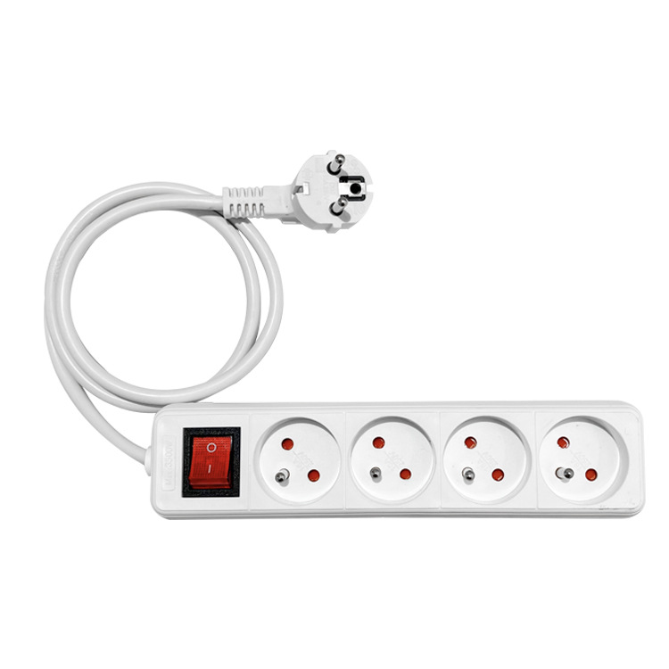 法式插座带线插排家用多孔230V13A电源插板欧式拖线板波兰接线板