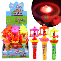 金稻穀閃光手搖旋轉木馬糖果糖玩兒童益智發光玩具批發夜市擺攤