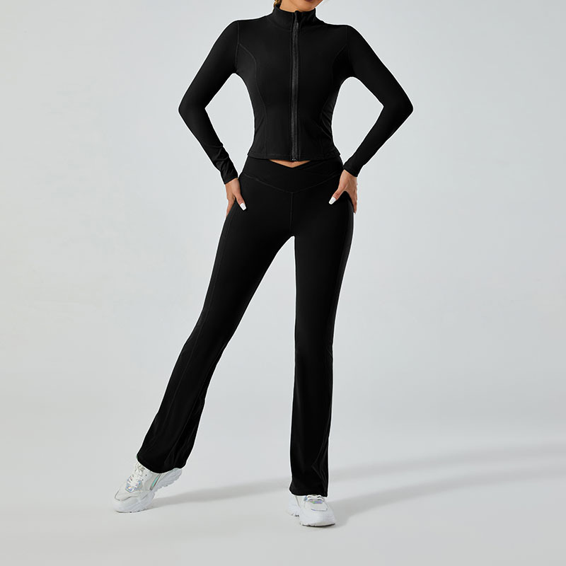 Simple Style Sports Solid Color Nylon Zip Collar Tracksuit Vest Leggings display picture 58