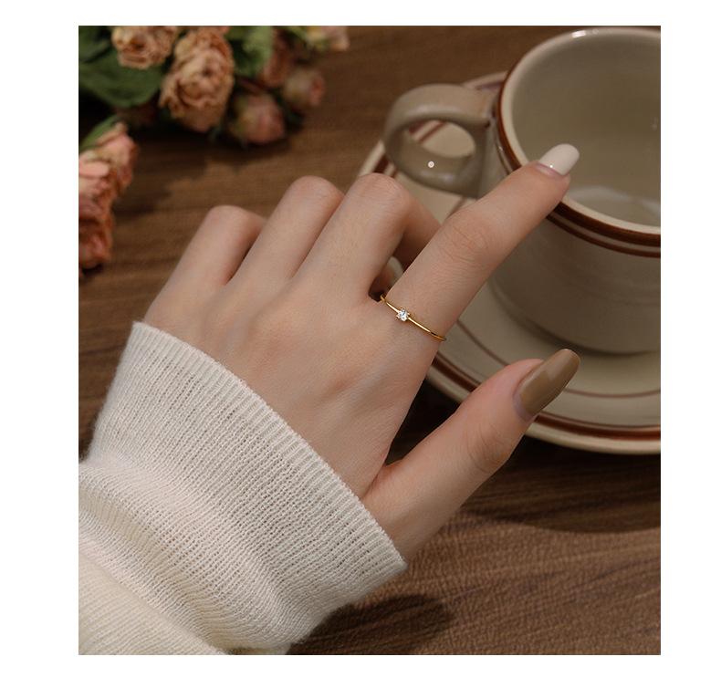 Adjustable Ring Size 925 Sterling Silver Geometric Zircon Open Rings Rings