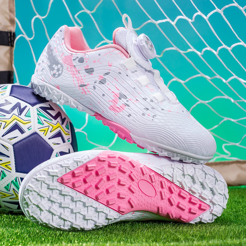 ShoeGlobe, scarpe sportive da ginnastica per la scuola elementare, con bottoni rotanti transfrontalieri, per bambini, con tacchetti da calcio_voghion.com