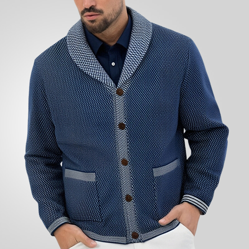 Men's Clothing men's casual jacquard knitted sweater jacket autumn and winter three dimensional patch pocket cardigan lapel sweater SY0048_voghion.com