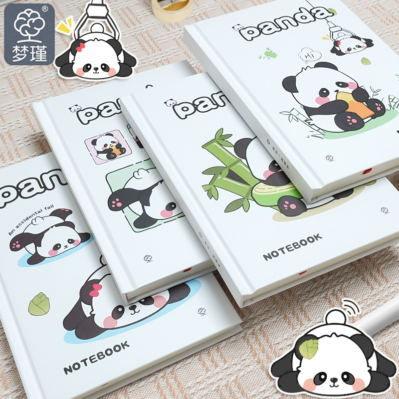 Todos los lindos cuadernos de carcasa dura Panda A5 de alto valor para estudiantes con líneas horizontales, cuadernos, diarios, libros de mano