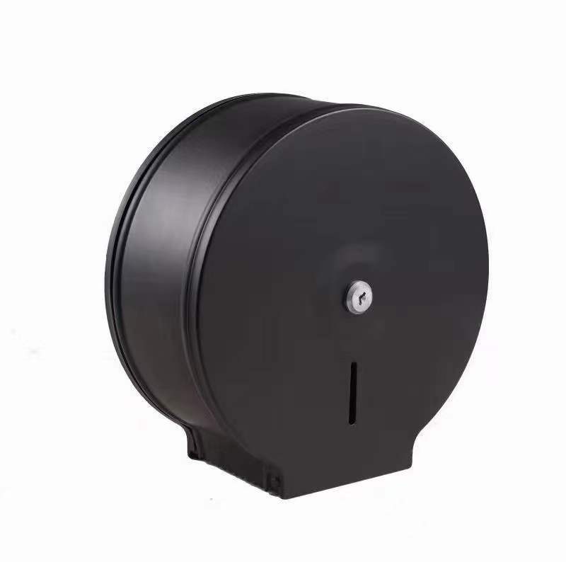 Dispensador de papel higiénico de acero inoxidable 304, tipo rollo grande, ideal para hoteles, baños públicos y restaurantes.