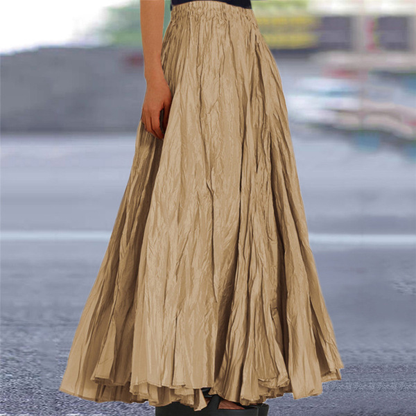 summer solid color long skirt