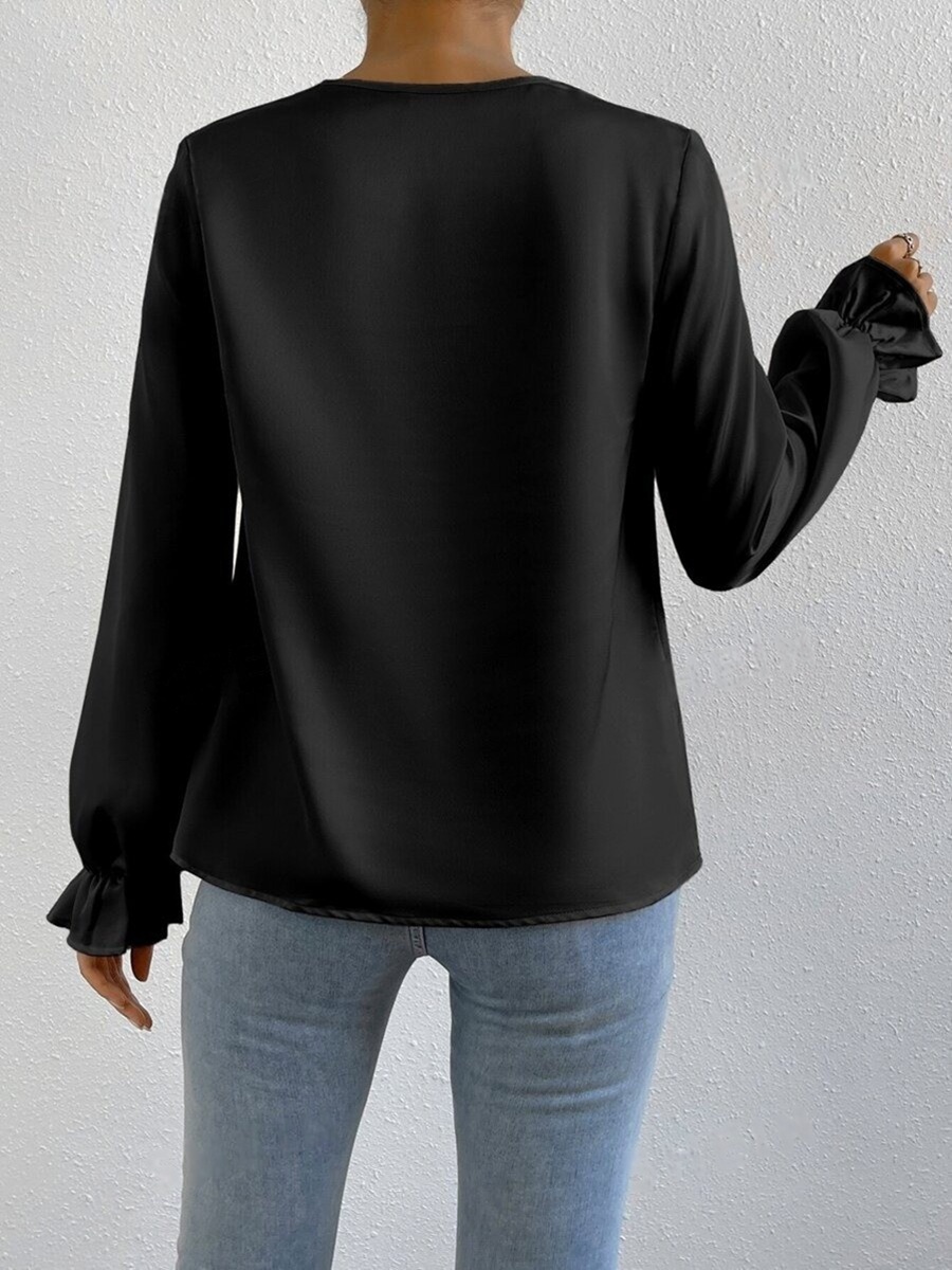 Camisa de satén para mujer, estilo europeo y americano, comercio exterior de Amazon, primavera-verano 2025, nueva camisa de satén de manga larga, estilo transfronterizo.