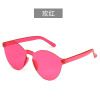 The new frameless connecting fruit mirror jelly transparent sunglasses European and American candy color sunglasses integrated color cross -border