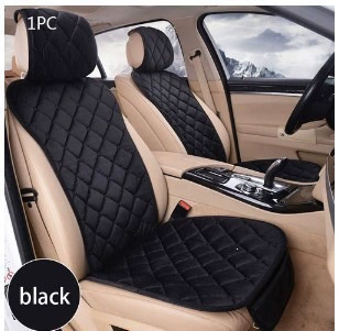 Winter plush car seat cushion three-piece set, thickened, warm, non-slip, backless, single-piece seat cushion, universal model (Wool pad) - diamond-shaped-slim-waist-black-front-seat-backrest-seat