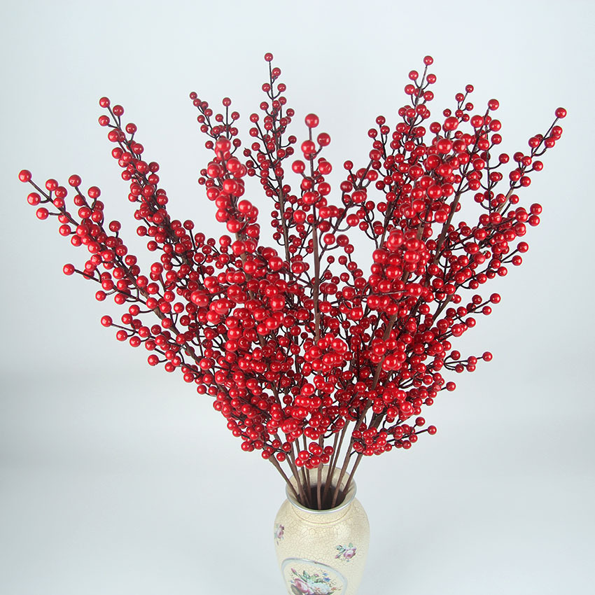 仿真套皮管10叉红果圣诞果冬青果吊式小红果 装饰果厂家批发|ru