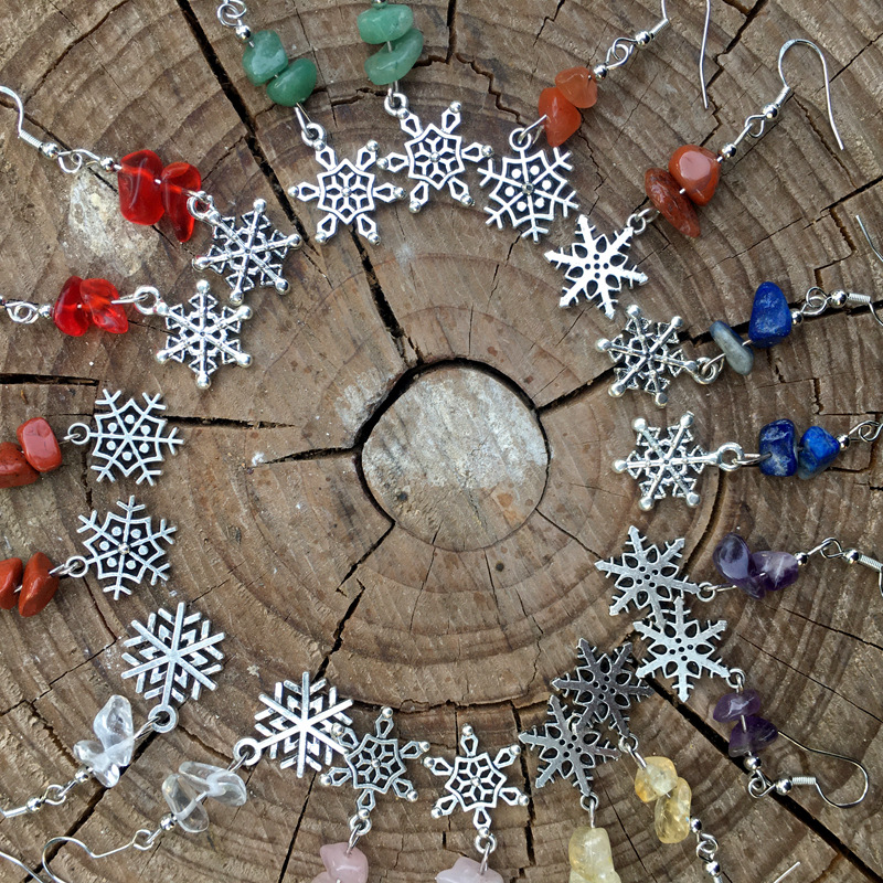 Fashion Snowflake Crystal Beaded Drop Earrings 1 Pair