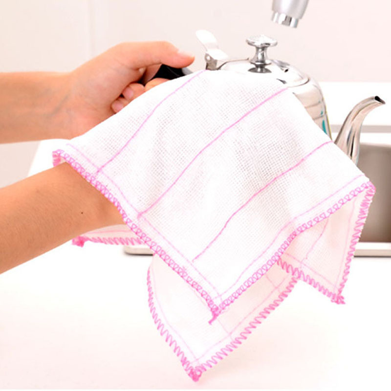 Hilo de algodón puro paño de cocina sin aceite engrosada Toalla de limpieza tazón de lavado paño de limpieza absorbente sin pelusa