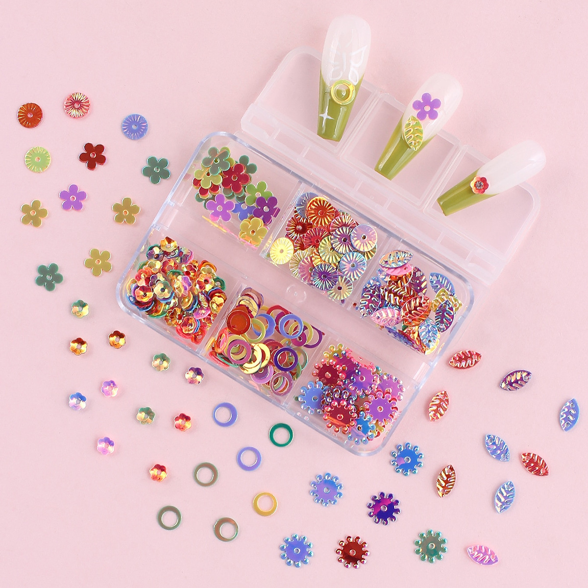 Cruz-frontera popular remache de uñas joyería no se desvanece mezclado 6-rejilla de metal largo hueco estrella Luna decoración de uñas