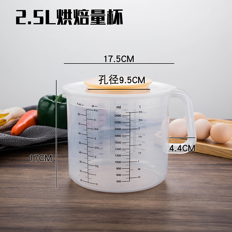 Taza de medición para hornear de plástico con tapa a prueba de salpicaduras taza de medición para hornear taza de medición para el hogar con escala 5l de gran capacidad