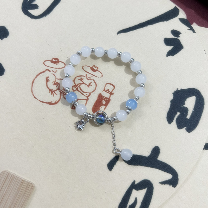 新しい中国風の古代スタイルのビーズ弾性ロープブレスレット甘い女の子ガラスビーズブレスレットナイトマーケットの屋台卸売ハンドアクセサリー|undefined