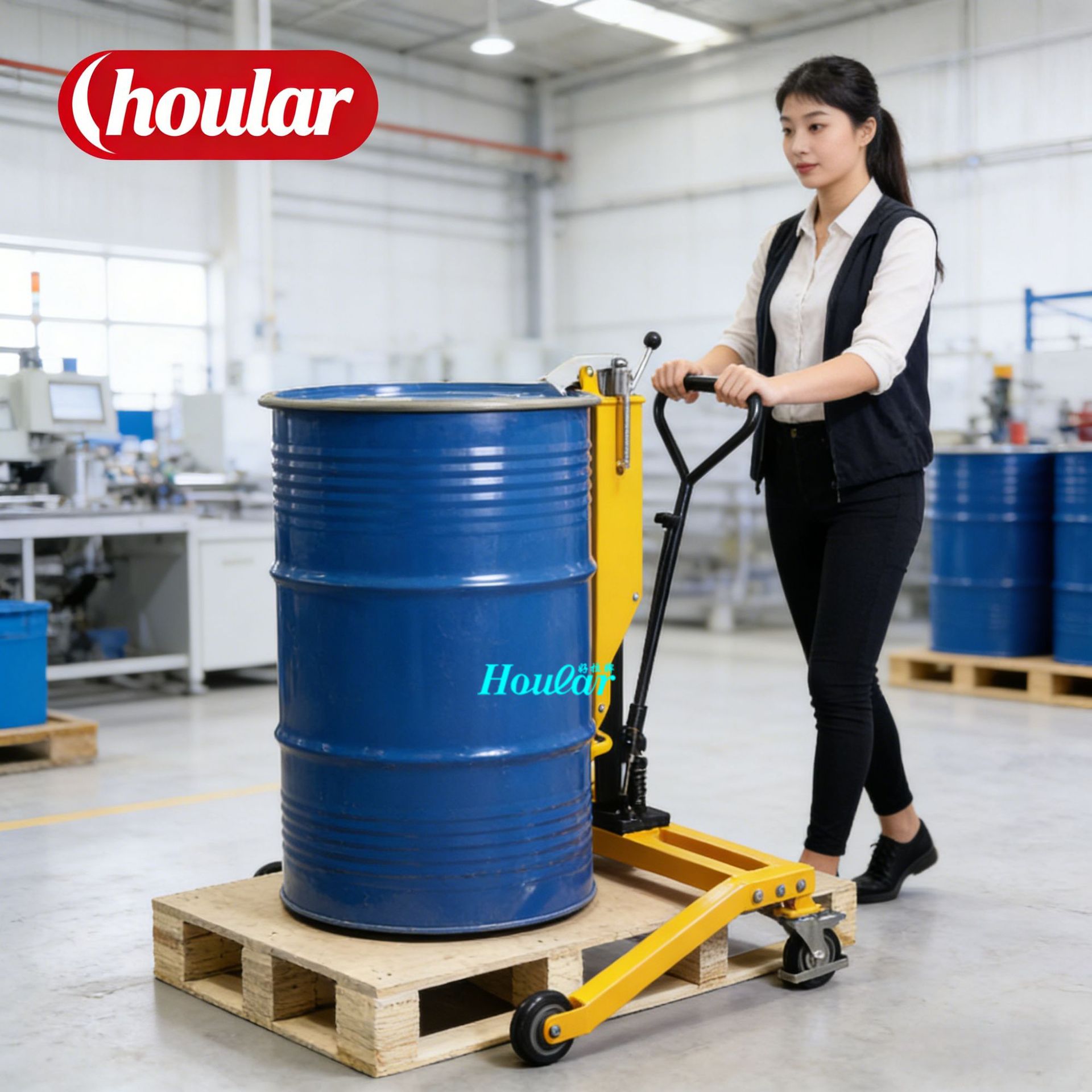 CA-B302油桶车300KG手动液压油桶搬运车手推钢制油罐车简易油桶车