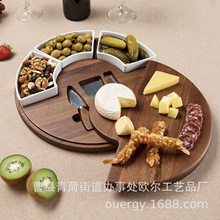 胡桃木奶酪板套装厨房陶瓷刀叉板北欧西餐水果面包盘服务托盘