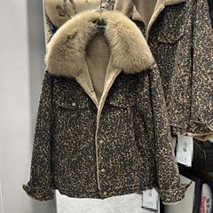 高级感豹纹羊羔毛外套女冬季女装2025新款加厚时尚设计感夹克上衣