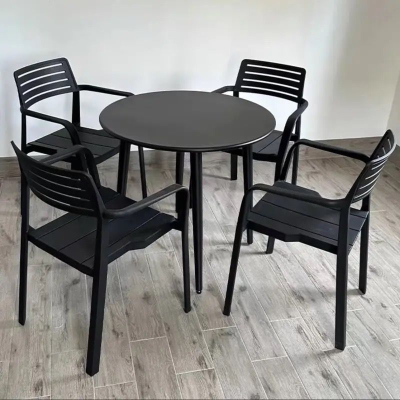 Jiaya 의자 4+1(70cm 탄소강 원형 테이블