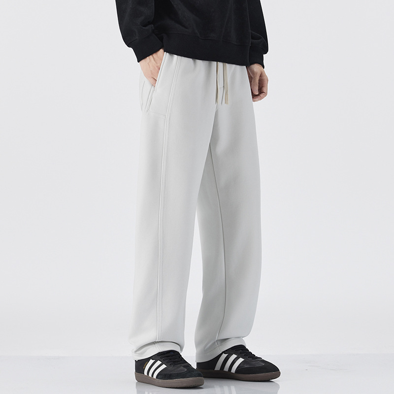 2025 nuevo otoño cordón elástico pantalones de cintura masculinos retro americano casual suelto pantalones rectos