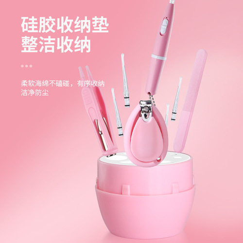 Baby Nail Trimming Set, Newborn Baby-Specific, Anti-Slip Nail Scissors, Nail File, Tweezers, Light-Up Ear Scraper