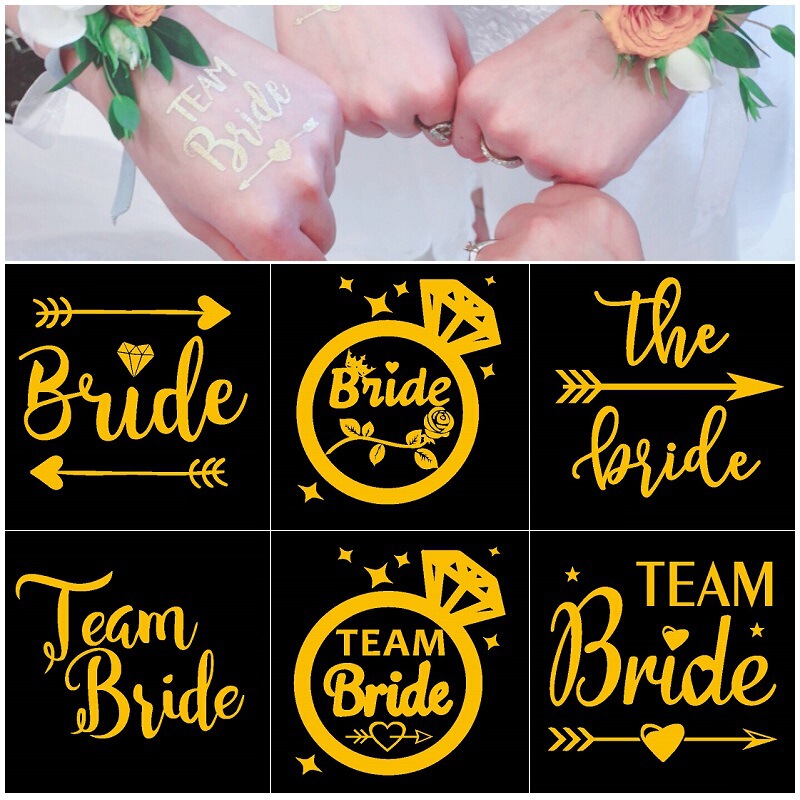 Team Bride bridesmaid wedding Bachelor Party metal water transfer cross border set bronzing tattoo sticker