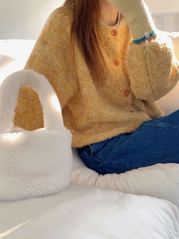 开秋慵懒风宽松黄色毛衣外套女秋冬2025新款秋季高级开衫针织上衣|undefined
