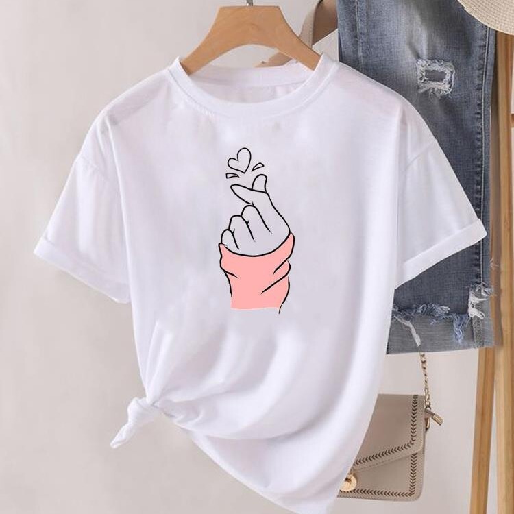 Love cartoon fashion 90's clothing pattern t-shirt fashion printed cartoon niche design T-shirt summer