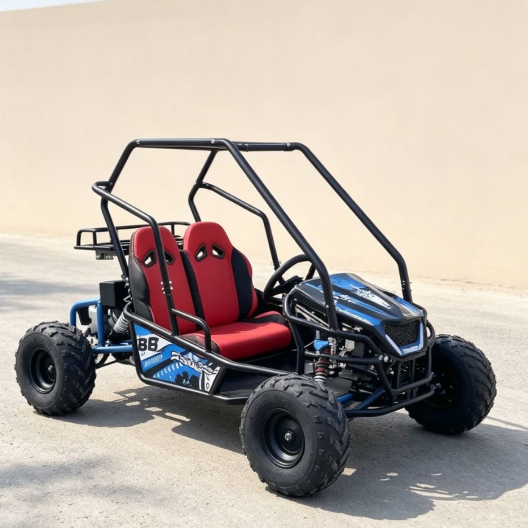 Padres e hijos para dos pequeños kart adultos pueden hacer lugares de entretenimiento de cuatro ruedas de gasolina playa de campo escénico al aire libre coche de deriva