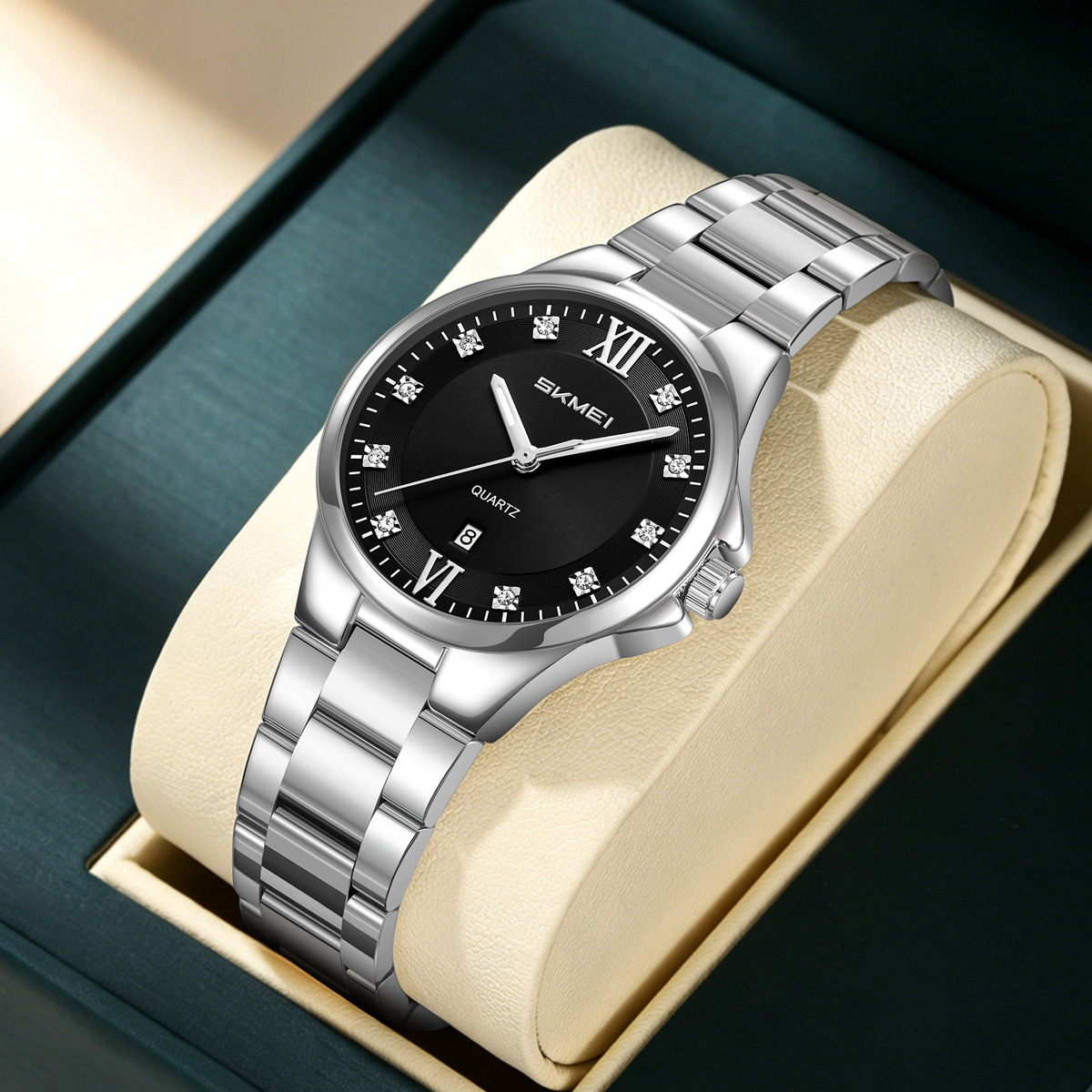 Momento Meimei oro diamantes damas reloj de cuarzo 30 metros calendario impermeable reloj de negocios mujer fuente de fábrica transfronteriza al por mayor