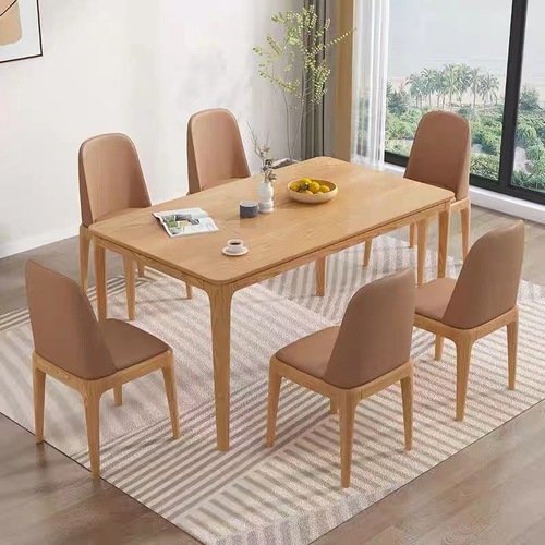 Nordic ash solid wood dining table and chair combination modern simple rectangular table small apartment restaurant home dining table