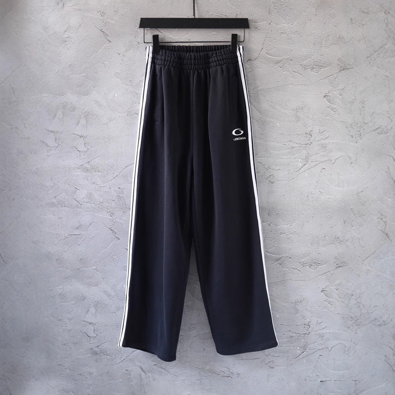 Correct Version Paris Bl Five-Bar Pattern Letter Embroidery Casual Sports Pants Loose Fit Unisex