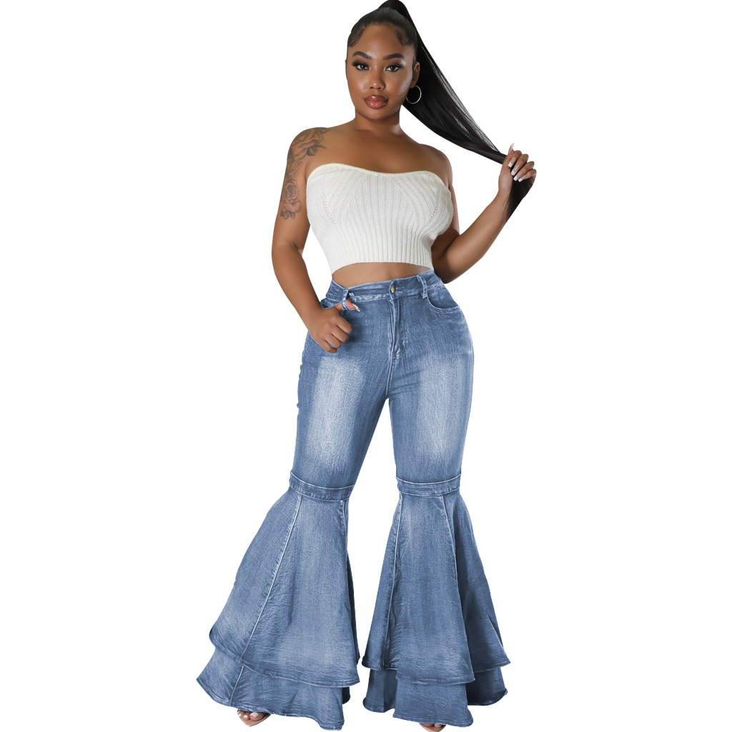 Femmes Du Quotidien Style Simple Couleur Unie Toute La Longueur Déchiré Pantalon Évasé Jeans display picture 13