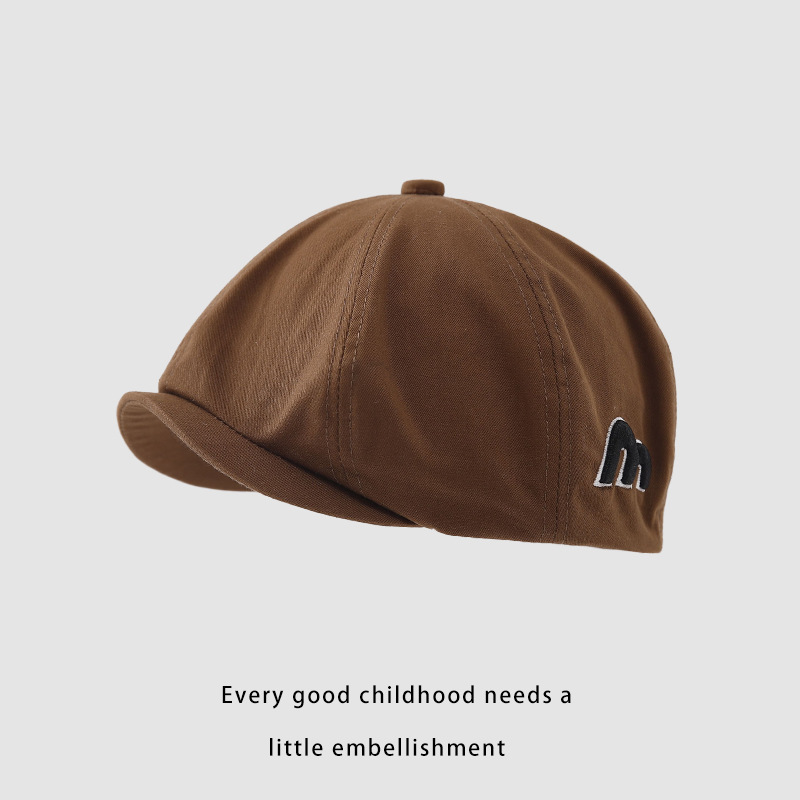 Sombrero de bebé otoño y invierno a prueba de viento letras coreanas boina de lengua de pato para niños y niñas caliente sombrero de primavera