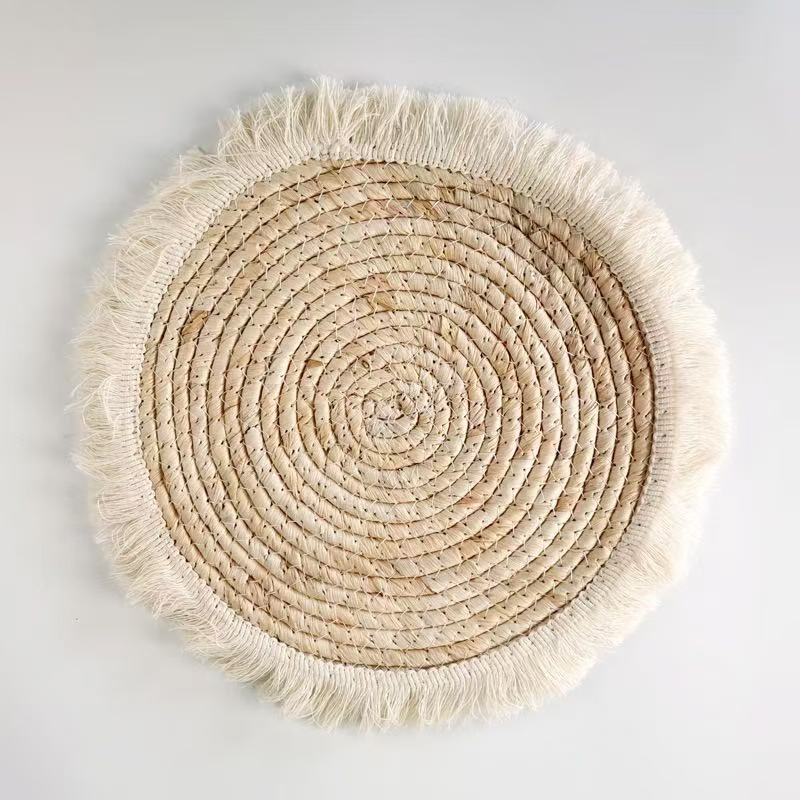 Juego de adornos de pared de paja tejido de paja tejido a mano hierba de calabaza hierba colgante de piel de maíz colgante de pared folklore bohemio