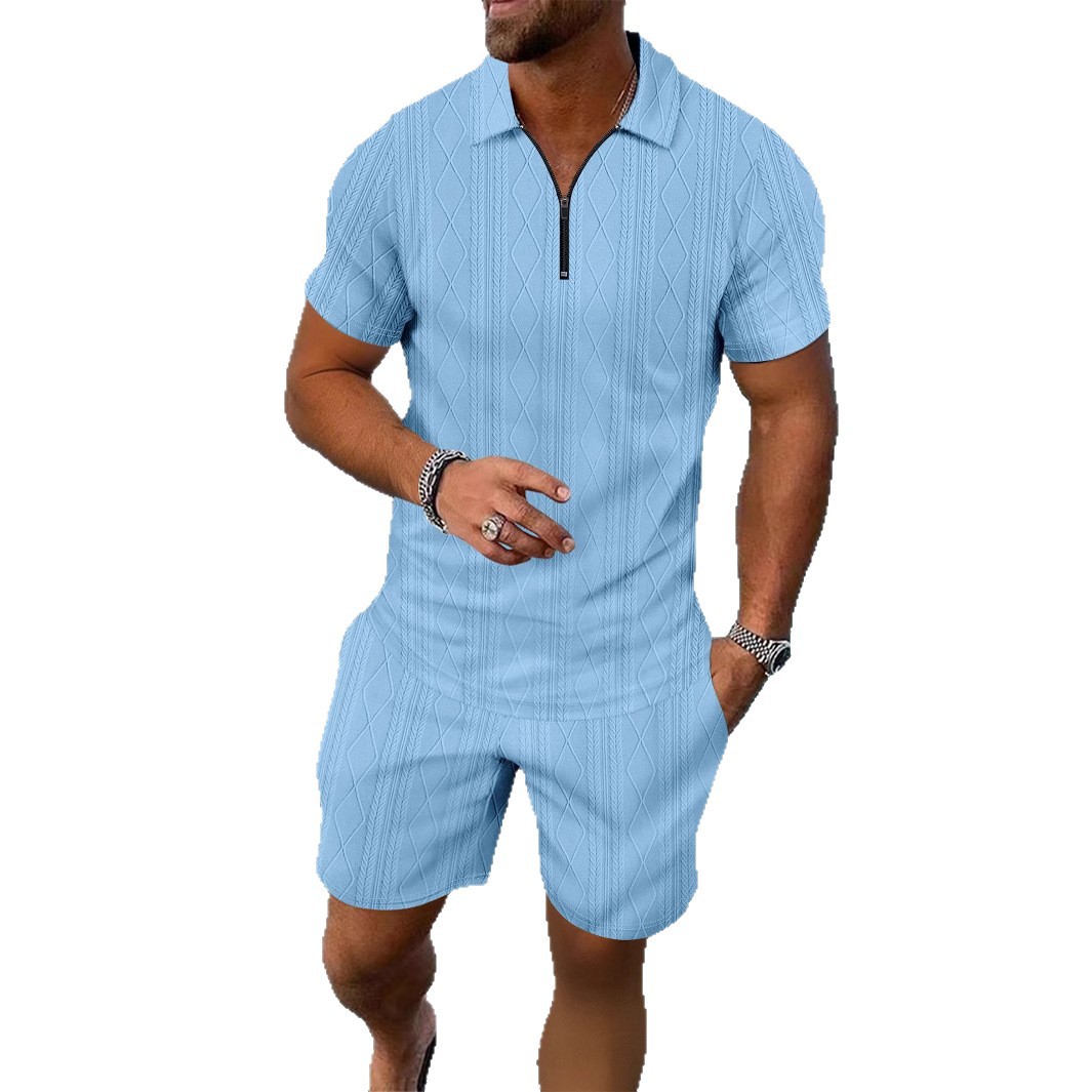 Heren poloshirt en short, sneldrogend, vochtregulerend, ademend, geschikt voor golf, tennis, workouts, casual zomersportkleding._voghion.com