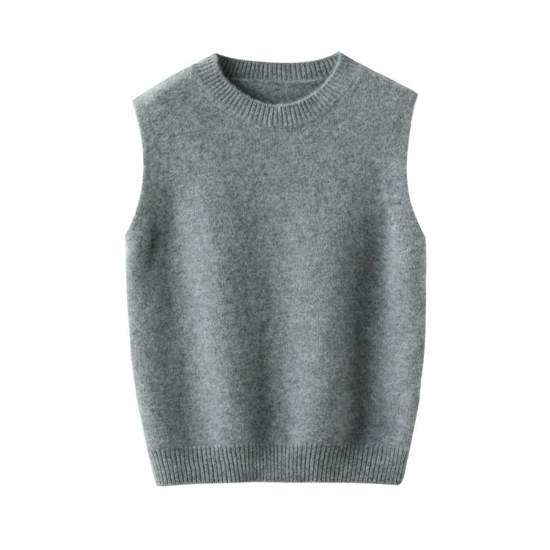 Demi-season children's woolen vest with a round collar, sweater for men and women sleevless, oversize