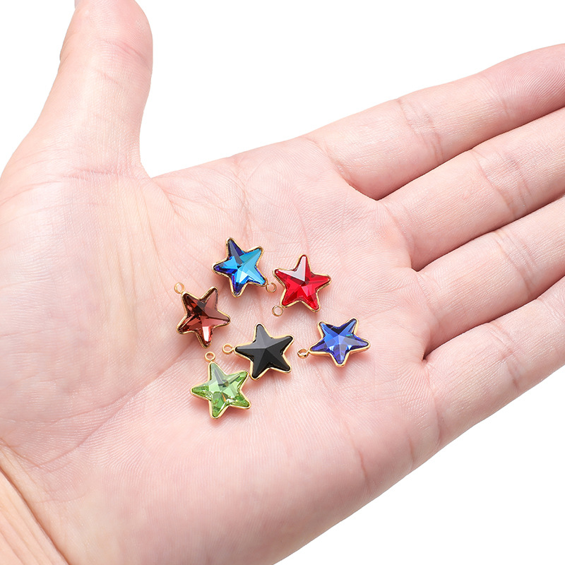 1 Piece Quantity 1 Piece 13mm 304 Stainless Steel Glass Pentagram Pendant