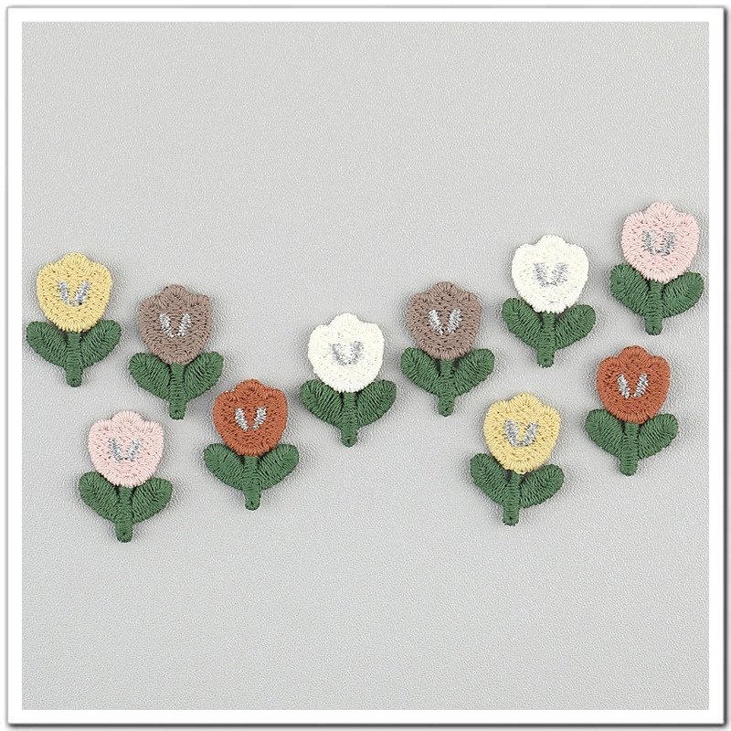 百搭刺绣郁金香花朵贴服装辅料发夹饰品配件材料鞋帽围巾配饰252