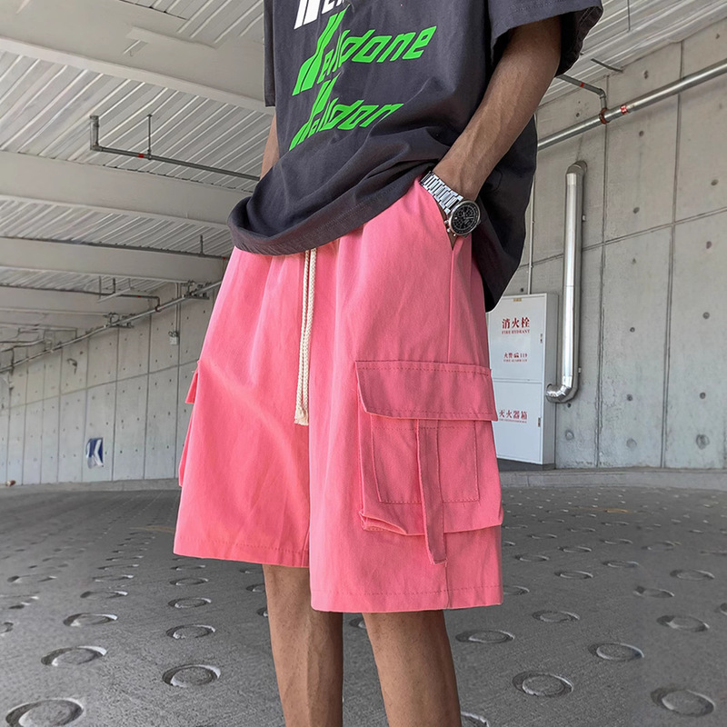 Trendy Summer Dopamine Men's Cargo Shorts Casual Loose Sports Shorts