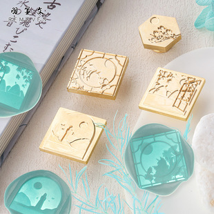 Original paint seal window scenery Series Multi-layer light transmission generous chapter DIY letter greeting card paint coin hand account